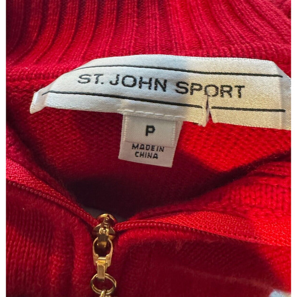 St. John Cashmere Full Zip Knit Cardigan Size P Petite 100% Cashmere Red - Picture 9 of 12